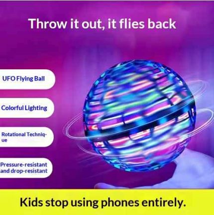 UFO flying ball, you throw it and fly back, led colorful lights and changing cable and remote on/off